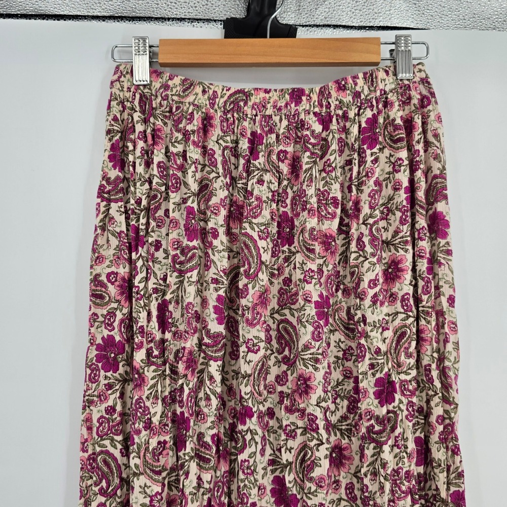 Patrons of Peace Womens Purple Floral Paisley Elastic Waist Side Slit Maxi Skirt - Picture 4 of 8